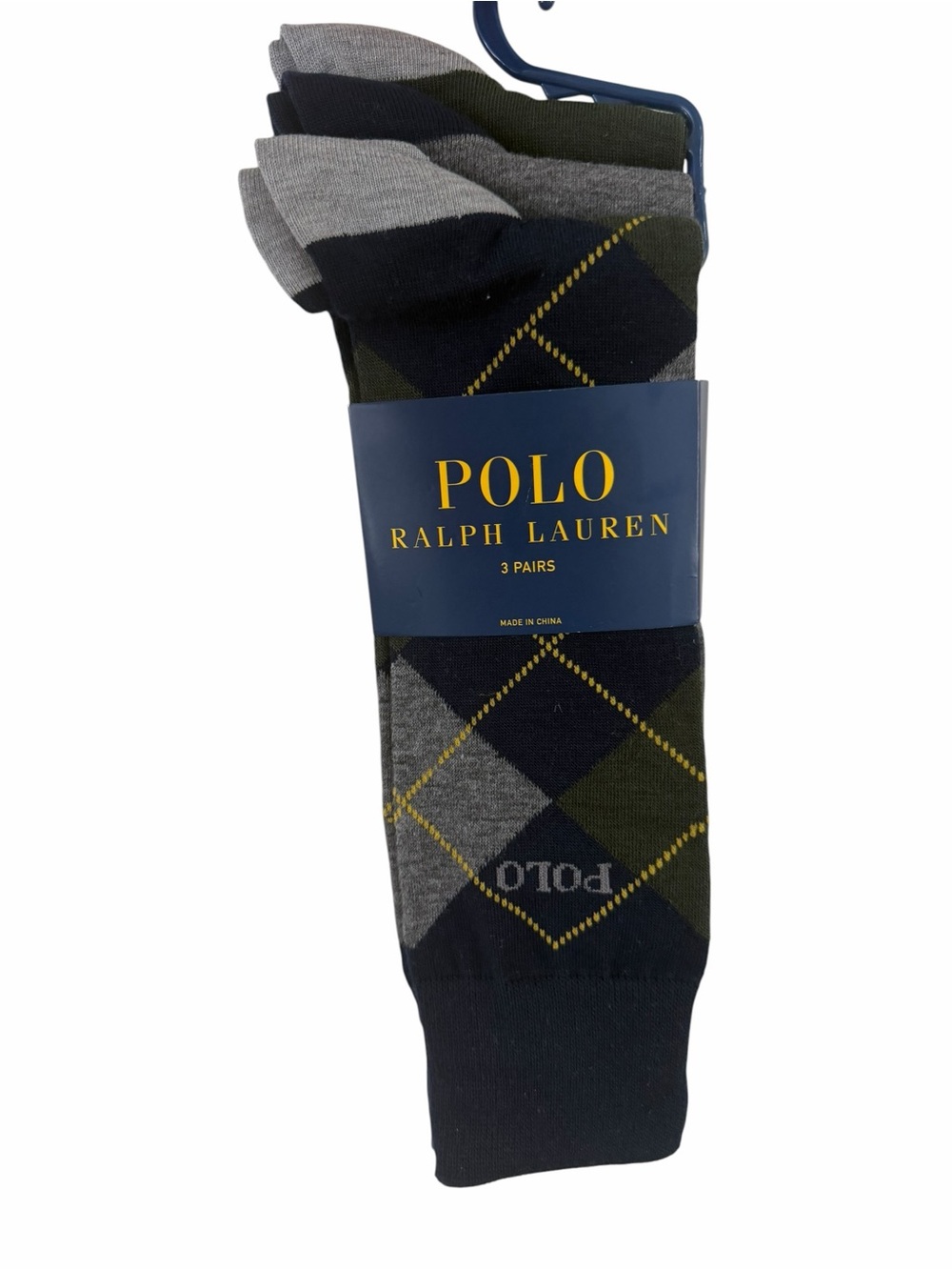 Polo by Ralph Lauren Navy, Olive & Gray Argyle Dress Socks (3-Pack)
